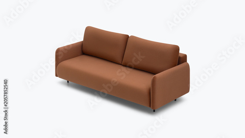 Картината върху платно Contemporary brown fabric sofa with two backrest cushions isolated on white