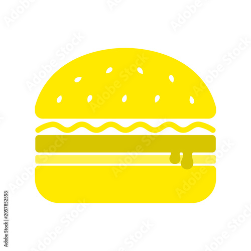 yellow cute hamburger icon flat design