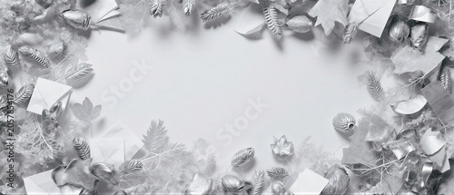 White Botanical Paper Frame Background