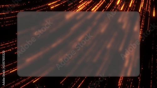 An abstract video background features neon blue light streaks waving behind a glass card. The frosted glassmorphic plate creates a sleek backdrop for digital business content.