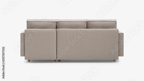 Quadro su tela Modern minimalist light beige fabric sofa isolated on white background