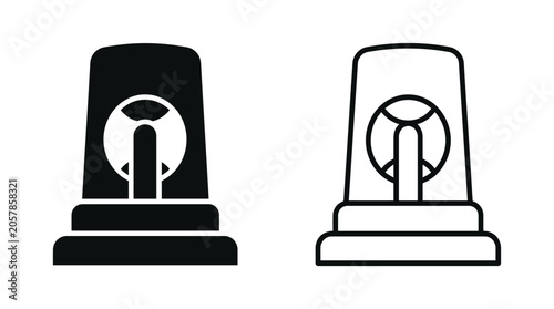 Fotografie Emergency vehicle roof light with rotating beacon black and white silhouette