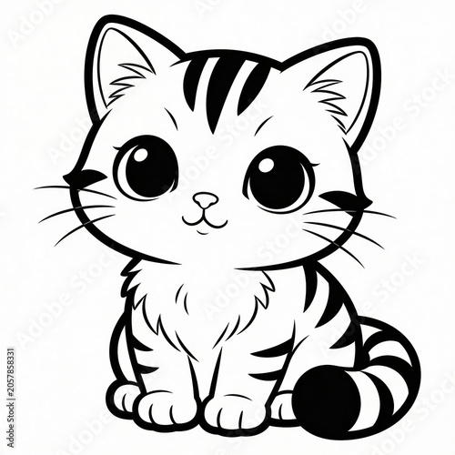 Very simple children’s coloring page with cute friendly animals on a white background, clean outline illustration for kids, preschool activities, and printable art