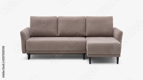 Foto Modern taupe l-shaped sectional sofa with chaise and minimalist wooden legs