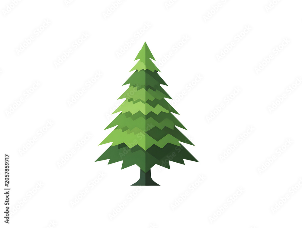 Obraz premium Simple Evergreen Pine Tree Icon Isolated on a White Background with Minimalist Nature and Forestry Design