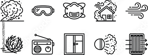 Flat icons set of weather and activity symbols