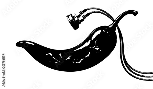 Foto Fresh red chili pepper botanical vector isolated background