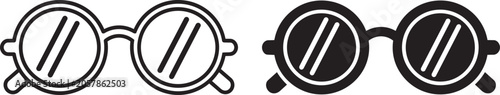 Fotografia Retro round glasses vector icons, vintage circular spectacles set, black and whi