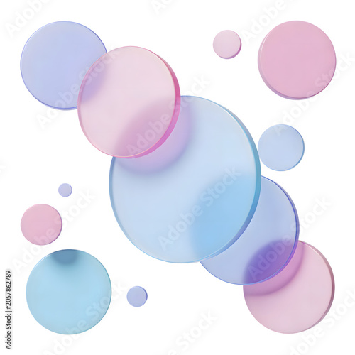Abstract pastel-colored bubbles floating in a minimalistic style with soft gradients, creating a calm and modern visual with diverse sizes and gentle hues