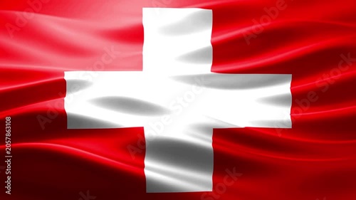 White medical cross symbol on vibrant red fabric background with soft folds and shadows