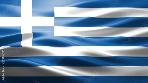 Waving National Flag in Bright Daylight with Blue Sky and White Clouds Background