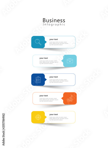 Modern business 5 step process infographic timeline