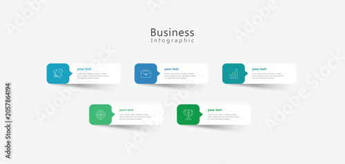 5 step business infographic template. Infographics for business concept.
