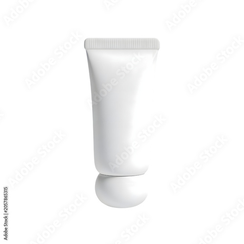 Simple white plastic squeeze tube with twist cap isolated on transparent background, suitable for cosmetic, skincare, health, or personal care product packaging