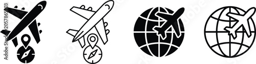 Foto Travel icons with airplanes and globes for website or brochure