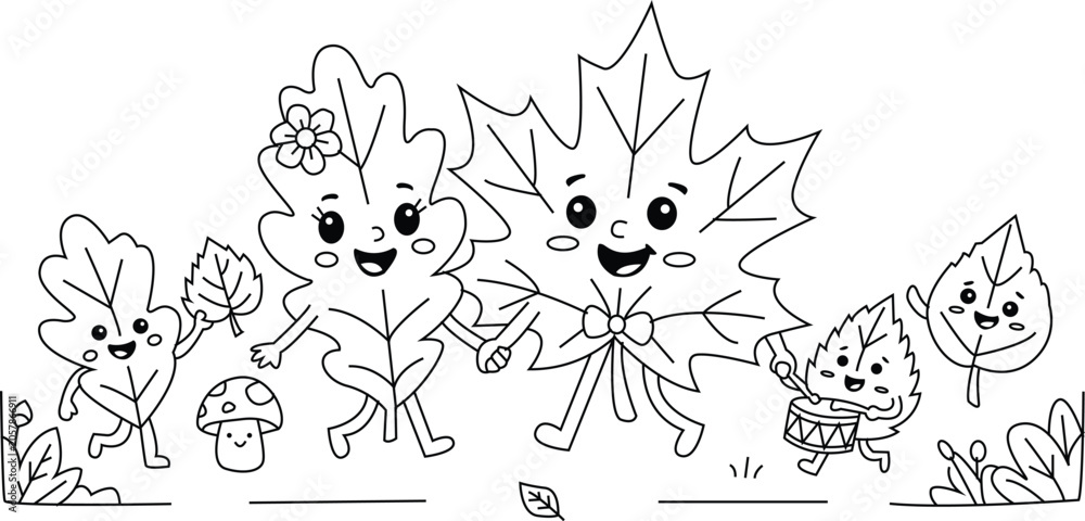 Fototapeta premium Autumn Coloring Page