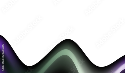 Abstract Wavy Border with Purple and Green Fluid Curves on White Background
