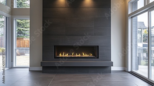 Modern Gray Fireplace in a Luxurious Home