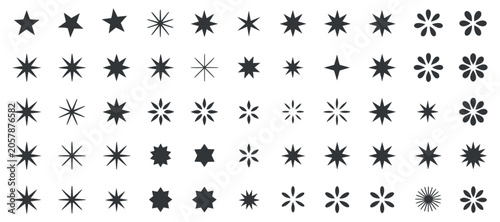 Obraz na płótnie Star shaped Ornament Pattern Black Silhouettes On Transparent Backdrop