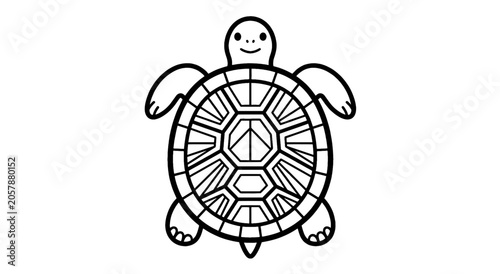 Cute Turtle Outline Vector Icon – Sea Turtle Line Art Mascot Logo
