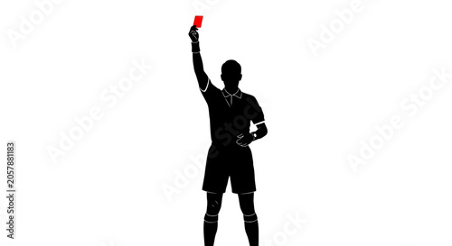 Φωτογραφία Referee displaying a red card in a black silhouette
