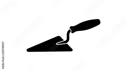 Foto Black Trowel Silhouette On White Background pointing