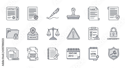 Obraz na plátně Legal and Compliance Icon Set