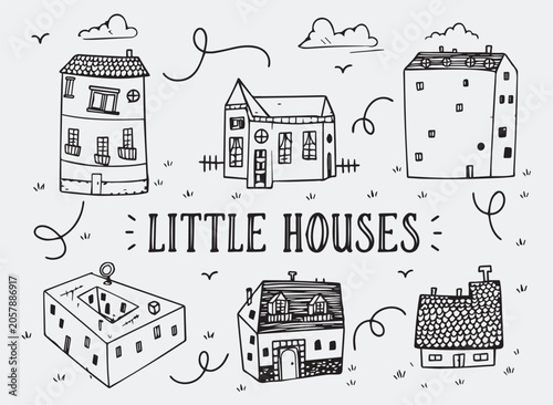 Little Hand-Drawn Houses Sketch Collection