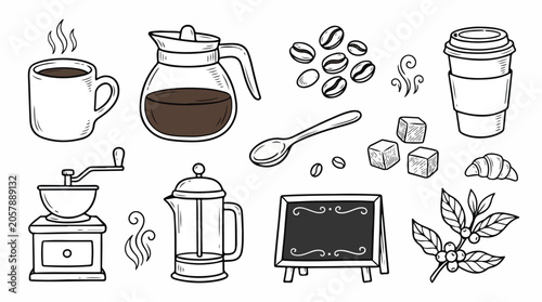Hand drawn Coffee Shop Elements Collection