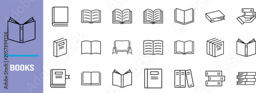 Tableau sur toile Line art book icons