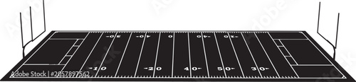 American football field illustration with yard lines and goal posts vector art