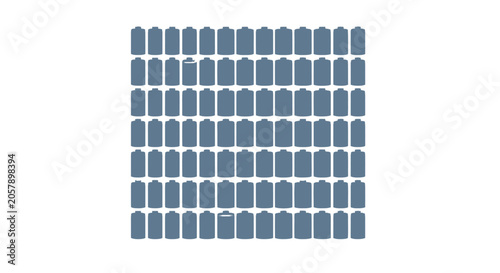 Foto Large Group of Blue Batteries Arranged in Grid on White Background