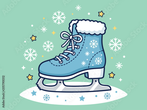 Ice Skating Boot with Snowflakes.