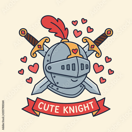 Cute Knight Helmet with Red Feather.