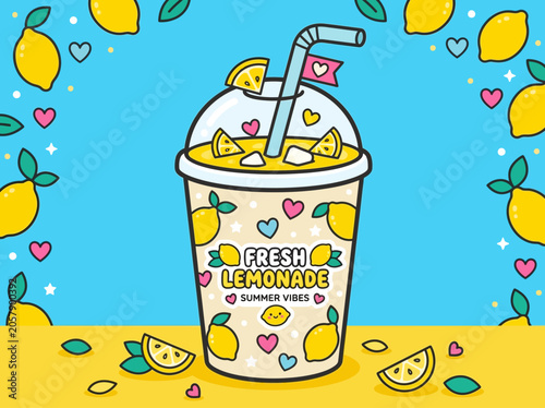 Fresh Lemonade Drink Cup Illustration.