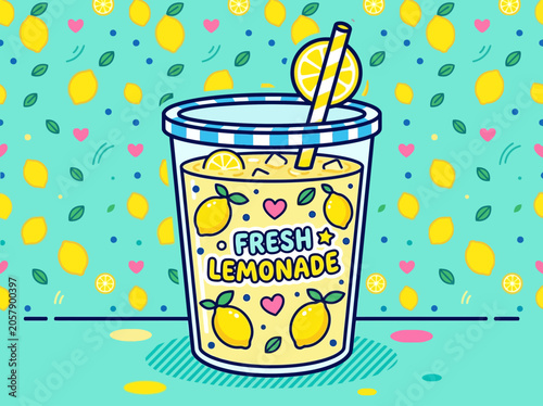 Fresh Lemonade Drink in Glass.