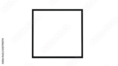 Square frame consists of a single bold black line forming a perfect geometric shape on a white background.