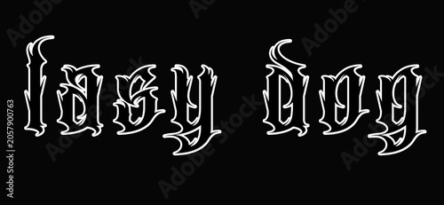 Gothic Lazy Dog Text Effect with Spiky Tribal Outlines on Black Background