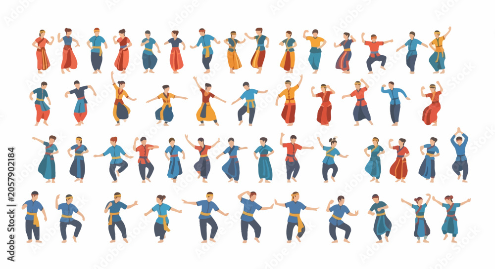 Fototapeta premium Diverse Group of People Performing Traditional Dance in Colorful Costumes