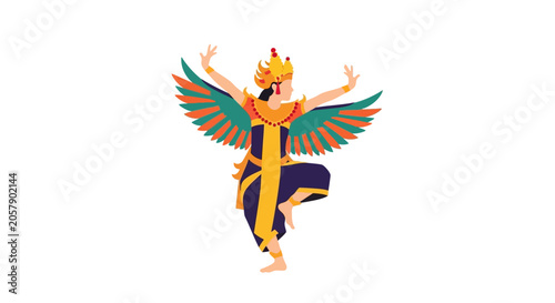 Fotografía Balinese Dancer with Wings, Traditional Costume, Performing Dance