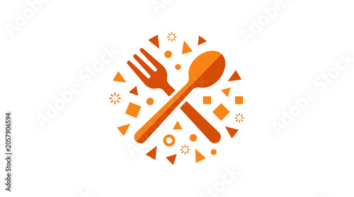 Tableau sur toile Crossed Utensils Fork Spoon Icon.