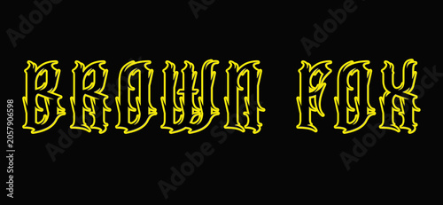 Gothic Brown Fox Text Effect with Spiky Yellow and Black Tribal Outlines on Black Background