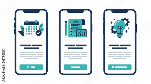 Smartphones with infographic on screens.