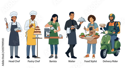 Obraz na plátně Food delivery people various occupations.