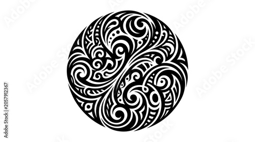 Tableau sur toile Tribal Ornament Pattern Black And White Vector Illustration