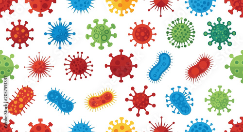 Foto Colorful virus and bacteria illustrations.