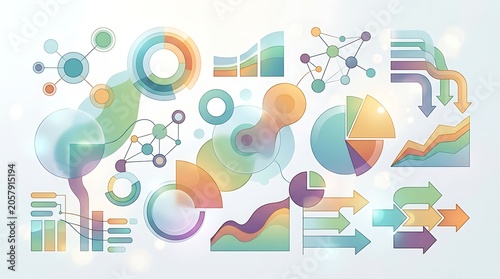 Abstract Business Data Analytics and Financial Infographic Set