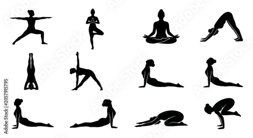 Photos Yoga Poses Vector Icons