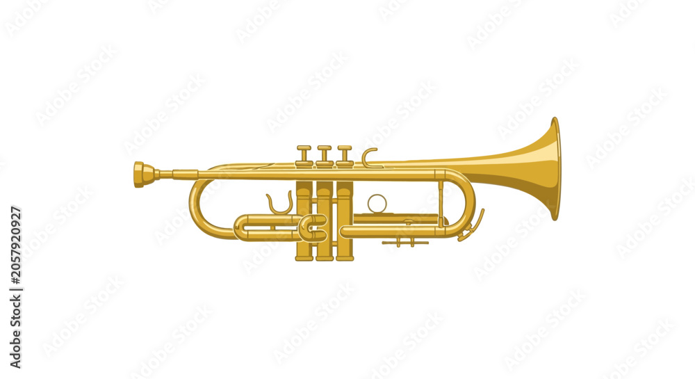 Obraz premium Golden Trumpet Musical Instrument Isolated on White Background