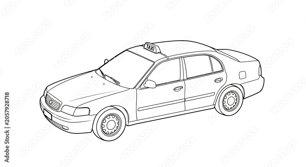 Fototapeta premium A drawing of a sedan car.
